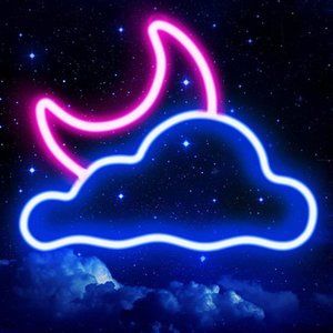 Neon Sign, JTLMEEN Cloud and Moon Led Neon Light, Neon Light Sign for Wall USB